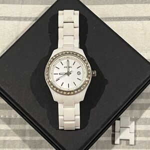 Fossil White Watch with Crystal Accents